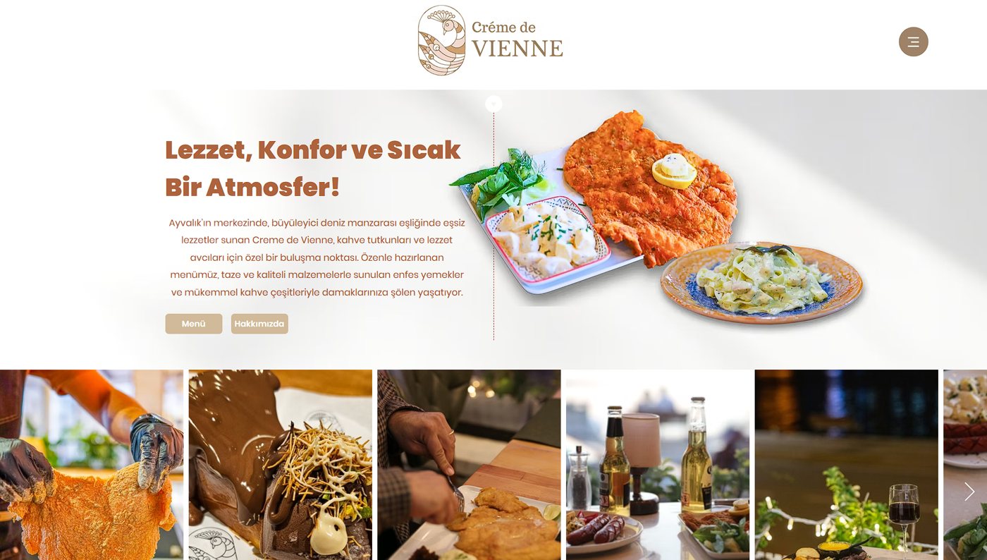 Caffe Cremma web sitesi ana sayfası